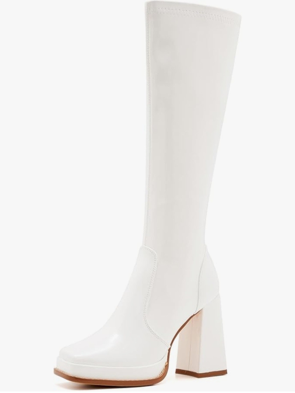 SIZE 11 Wide Calf 70s Gogo Boots for Women – Tall Knee High Square Toe Chunky